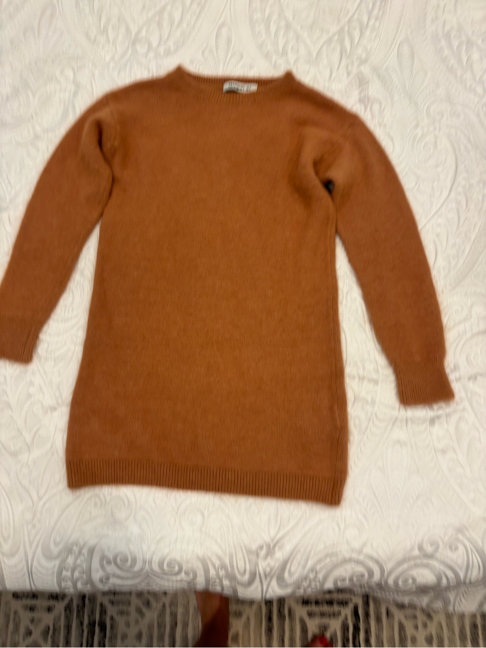 Qinpei.er Women’s M Brown Polyester Knit Crew Neck Ribbed Trim Pullover Sweater